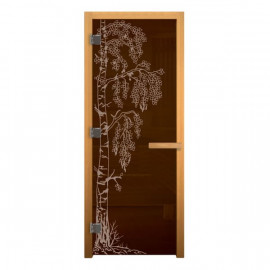 Дверь стекло Бронза Матовая, "БЕРЁЗКА", 1900х700мм, 8мм, (Магнит) (ОСИНА) левая