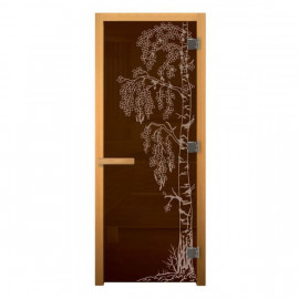 Дверь стекло Бронза Матовая, "БЕРЁЗКА", 1900х700мм, 8мм, (Магнит) (ОСИНА) правая